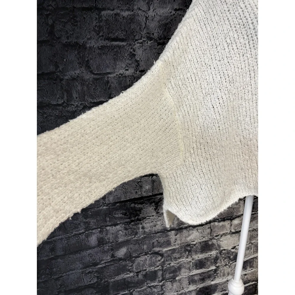 Free People Womens Sweater S White Cowl Neck Oversized Chunky Knit Pullover